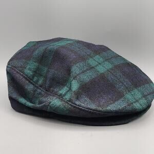 Pendleton USA Made Green Tartan Plaid Wool Cap Cabbie Newsboy Golf Vintage